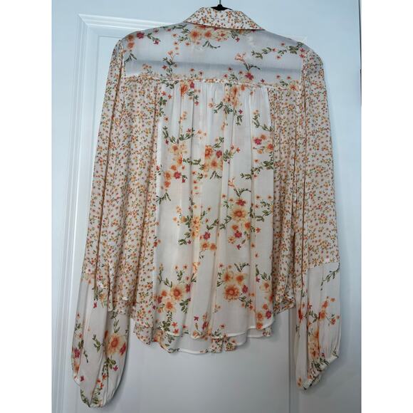 Lovestitch Floral Button Down Blouse 100% Rayon Boho Top Women’s Size Large - Picture 9 of 9